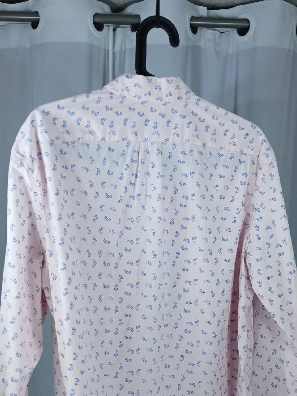 J. Crew mens cotton Light Pink Button-Down Shirt with Blue Floral Print large